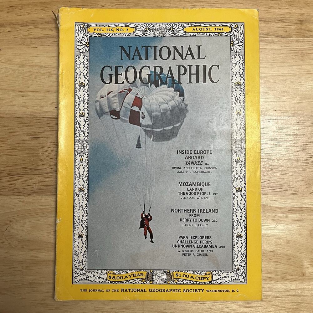 Vintage National Geographic August 1964 Mozambique N Ireland Europe No Map VG